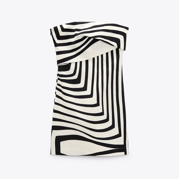 Zara PRINTED LINEN BLEND SHORT DRESS - Picture 3 of 13